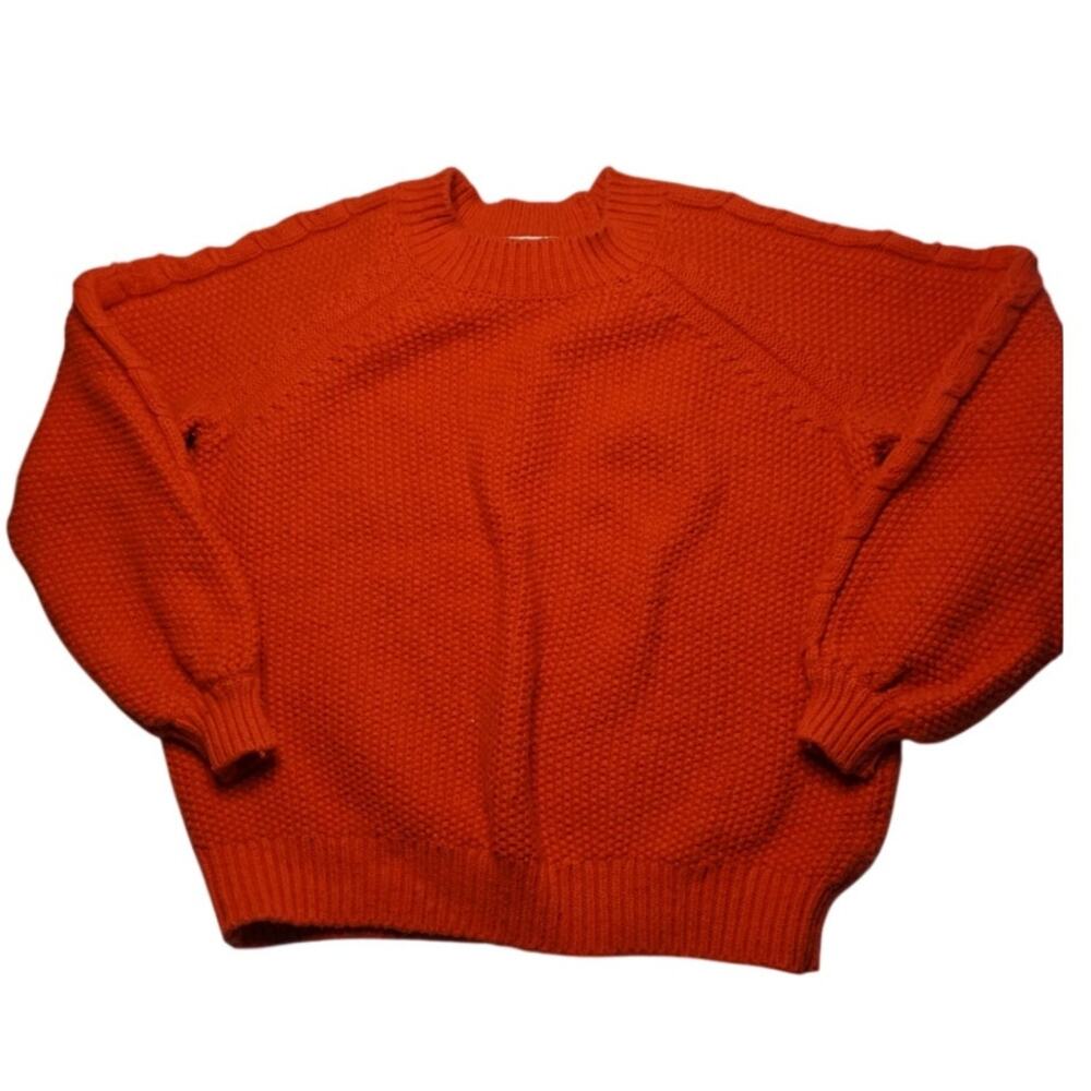 Boden Orange Chunky Knit Crew Neck Sweater Pullover - Size M